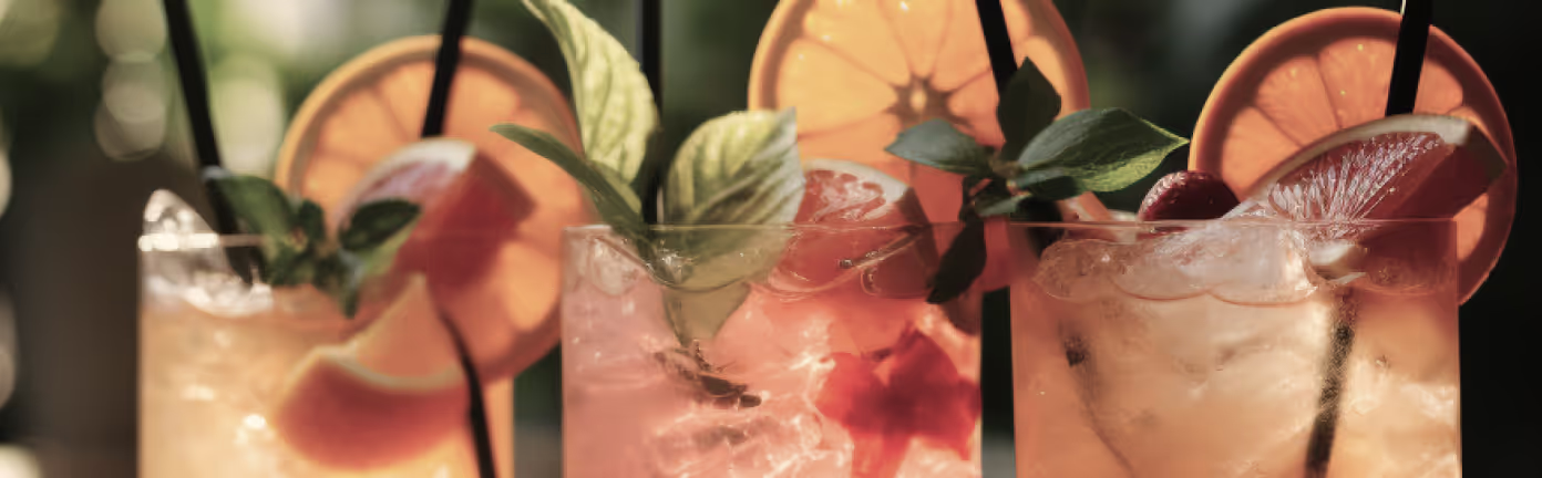 Close up of three cocktails