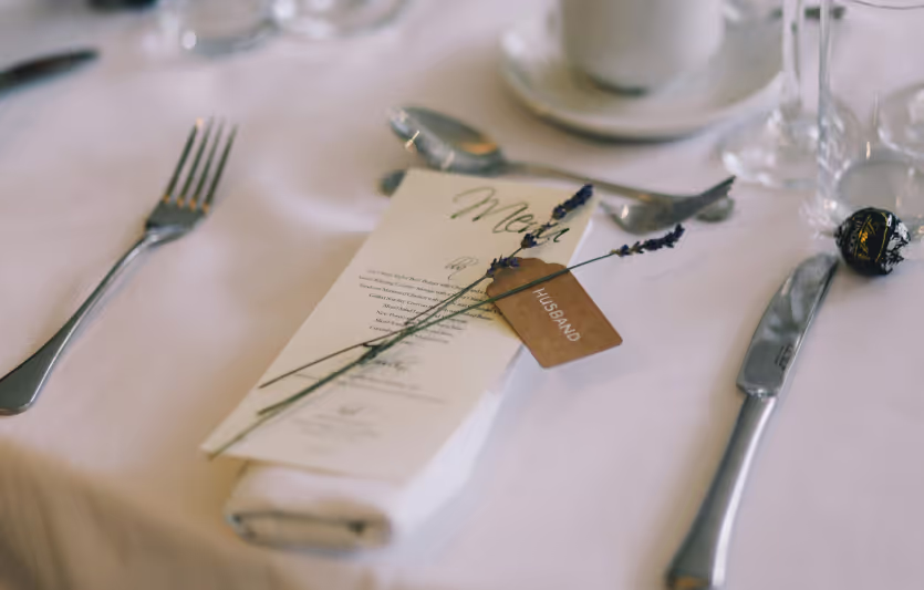 Contemporary wedding table place setting