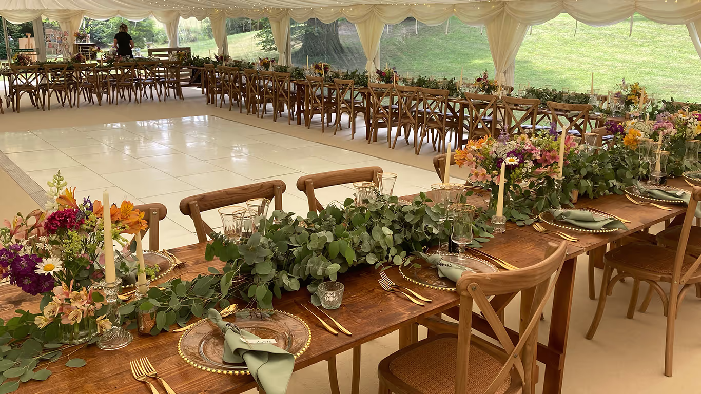 Wedding reception marquee on a summer day