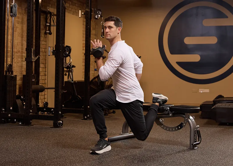Physical Therapist Scott Robin demonstrating physical fitness exercises for SHIFT clients