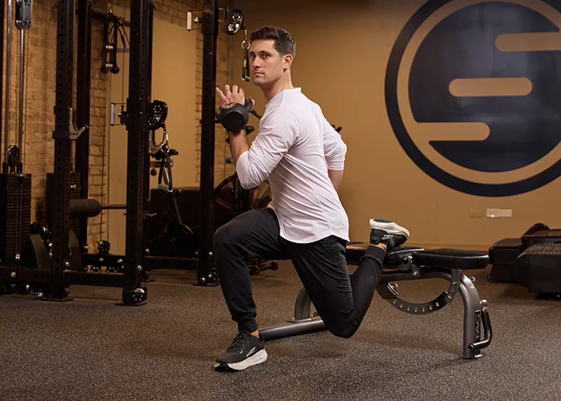 Physical Therapist Scott Robin demonstrating physical fitness exercises for SHIFT clients