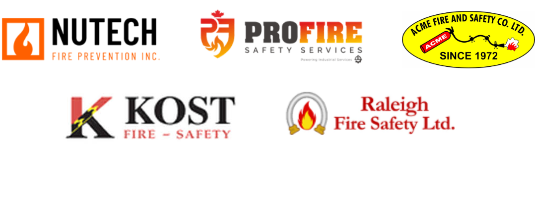 Nutech Fire Prevention, Profire Safety Services, Acme Fire and Safety, Kost Fire Safety and Raleigh Fire Safety logos