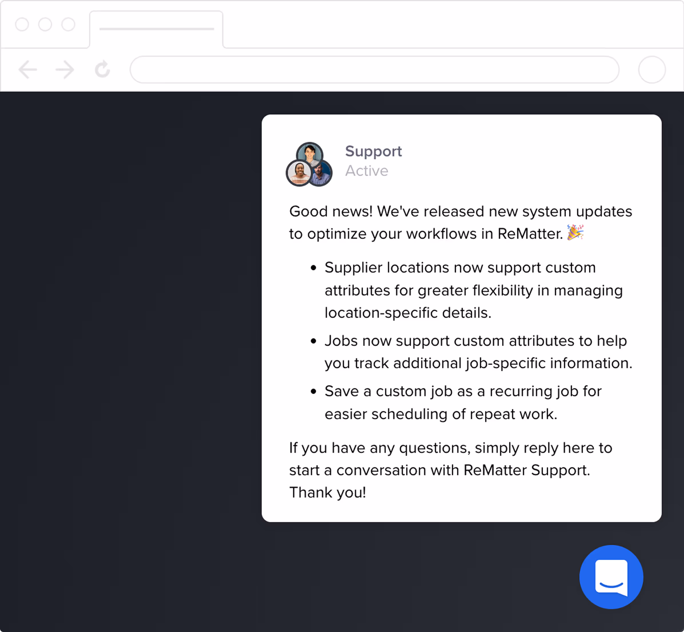 ReMatter support chat