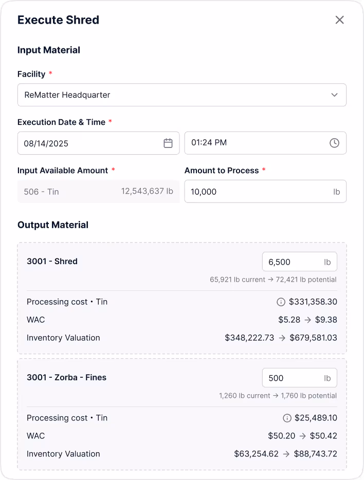 Inventory processing mockup