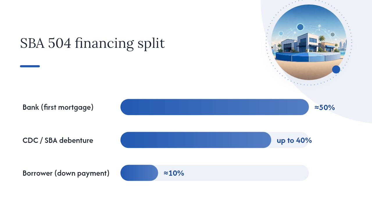 SBA 504 loan financing structure diagram