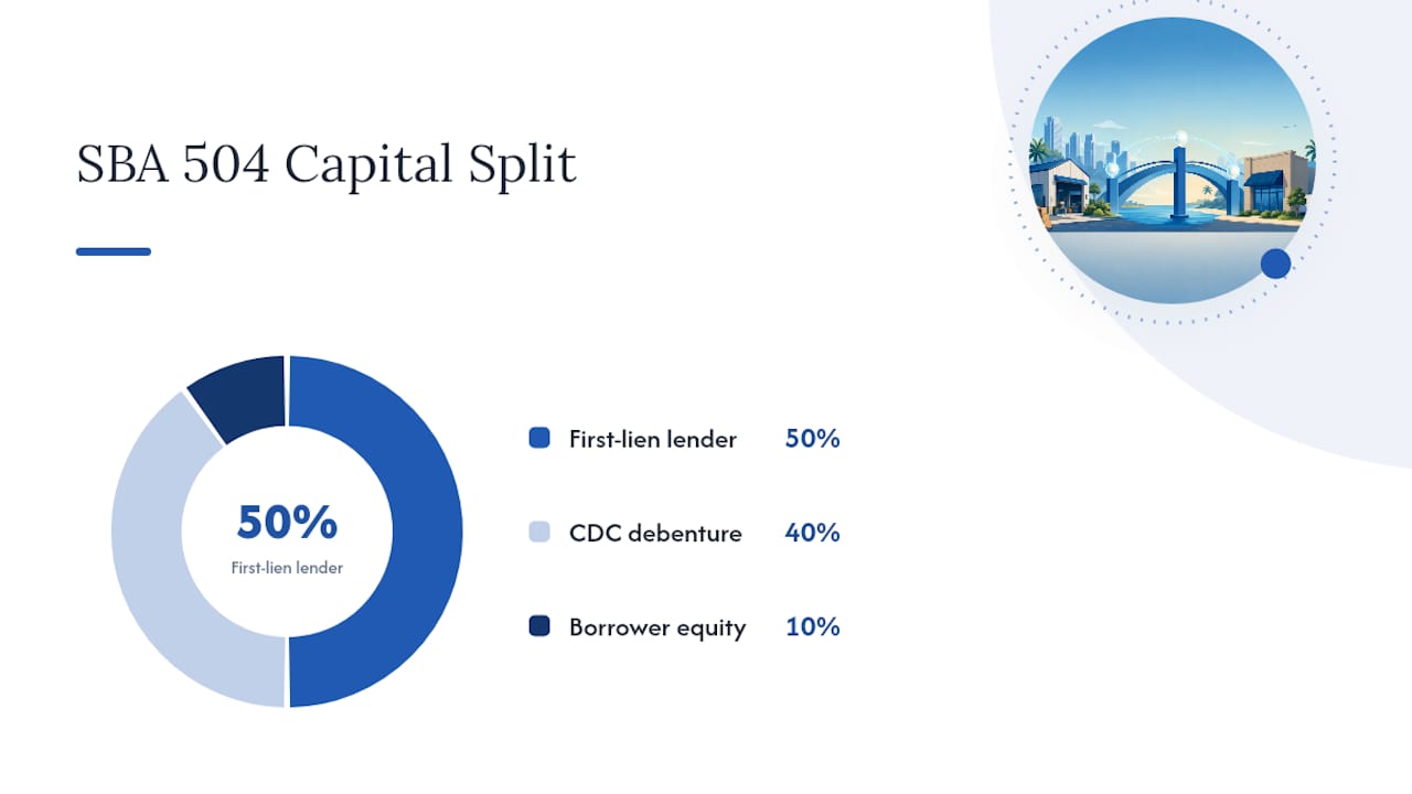SBA 504 funding split and timing
