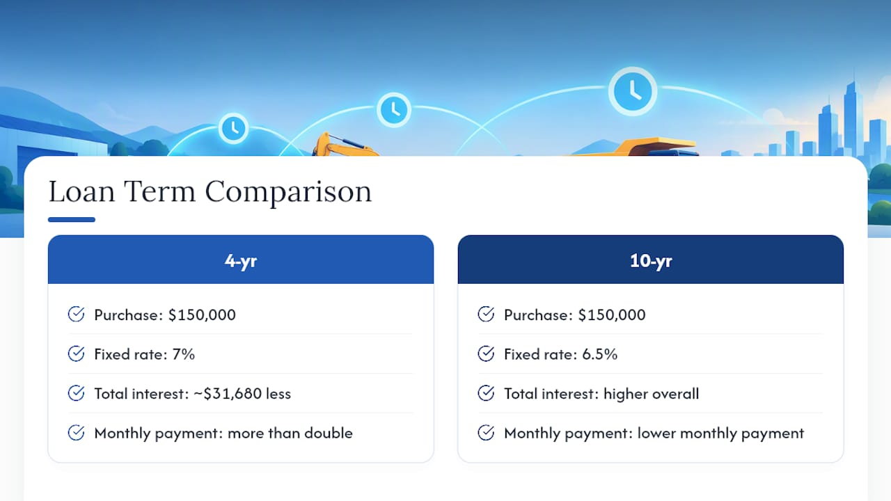 Four-year and ten-year equipment loan comparison