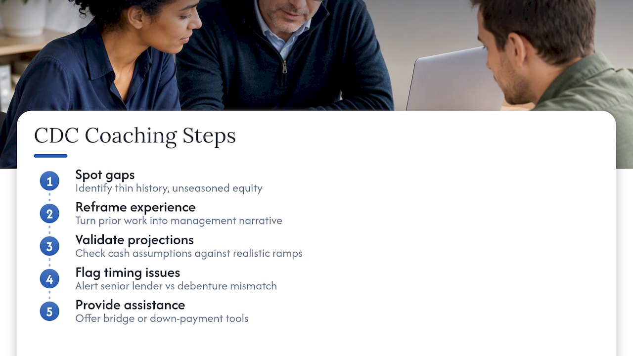 How an Experienced CDC Coaches Startups Through the Gaps — overview diagram
