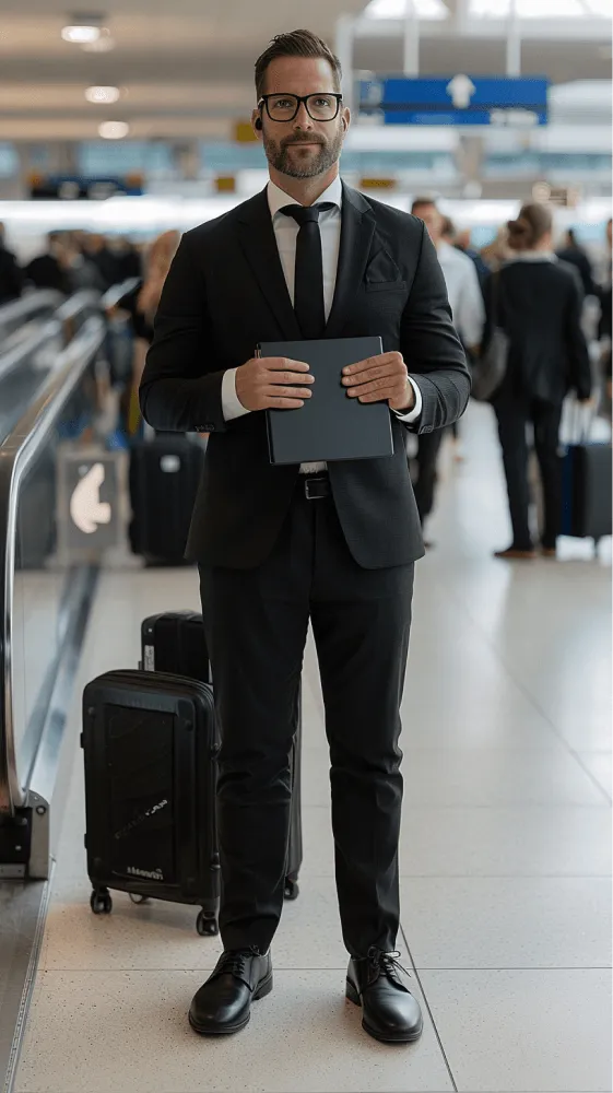 A man in a suit holding a briefcase.