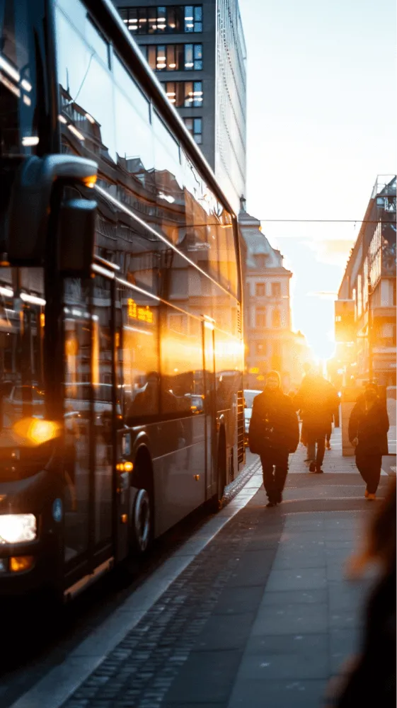 A bus is parked on the side of the road.