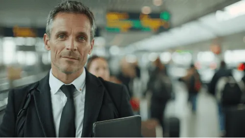 A man in a suit holding a briefcase.