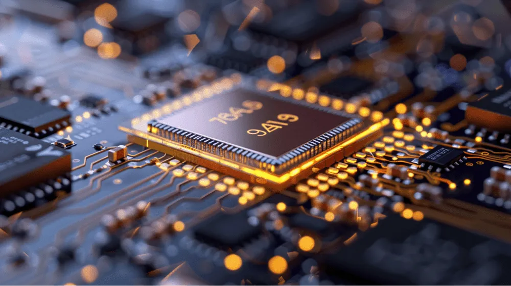 A close up of a computer chip with the letters TREU on it.
