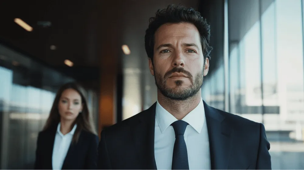 A man wearing a suit and tie.