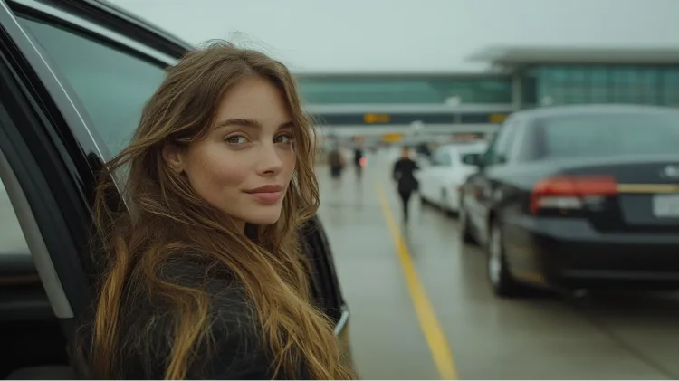 A woman with long hair and a black jacket.