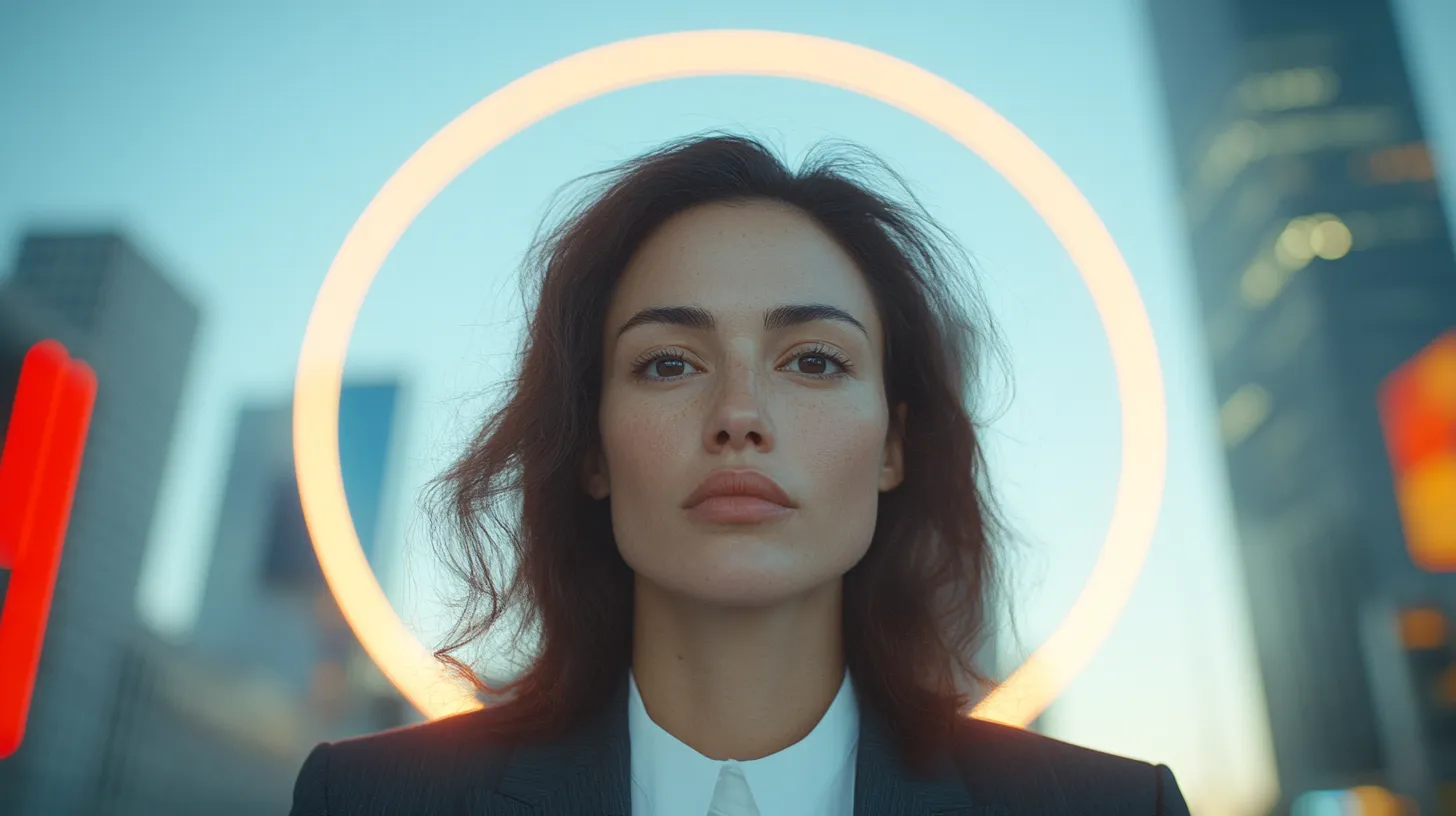 A woman with a ponytail and a white shirt.