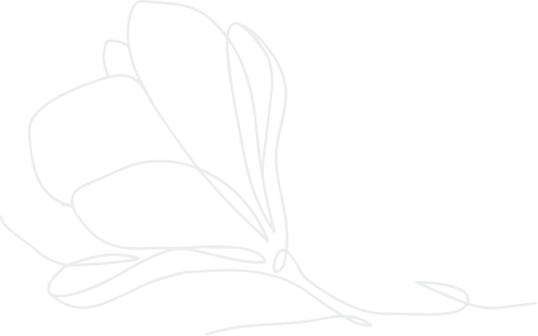 Simple continuous line drawing of a flower with petals and a stem.