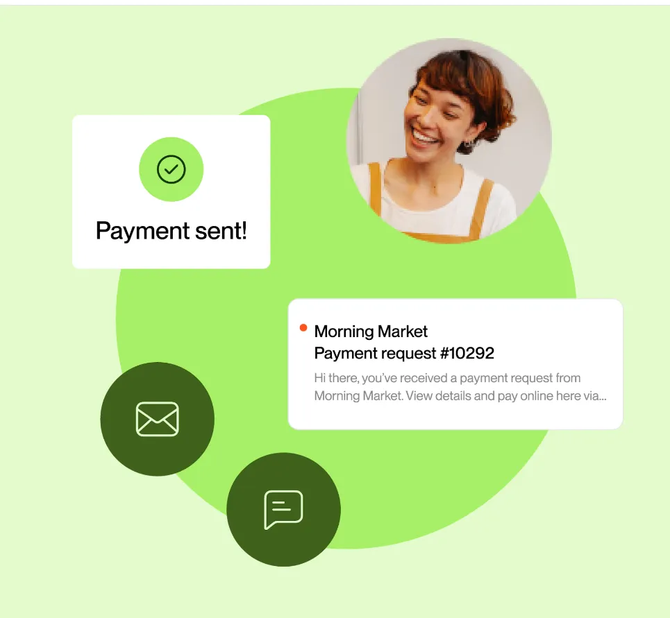 A picture of a woman with a green background