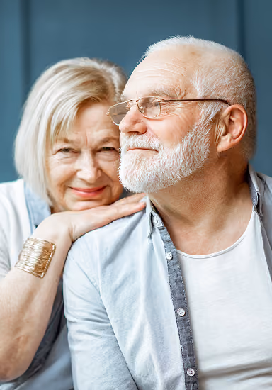 Content older couple embracing, representing Northeast Wealth's promise of clarity — turning complexity into confidence with clear, practical advice
