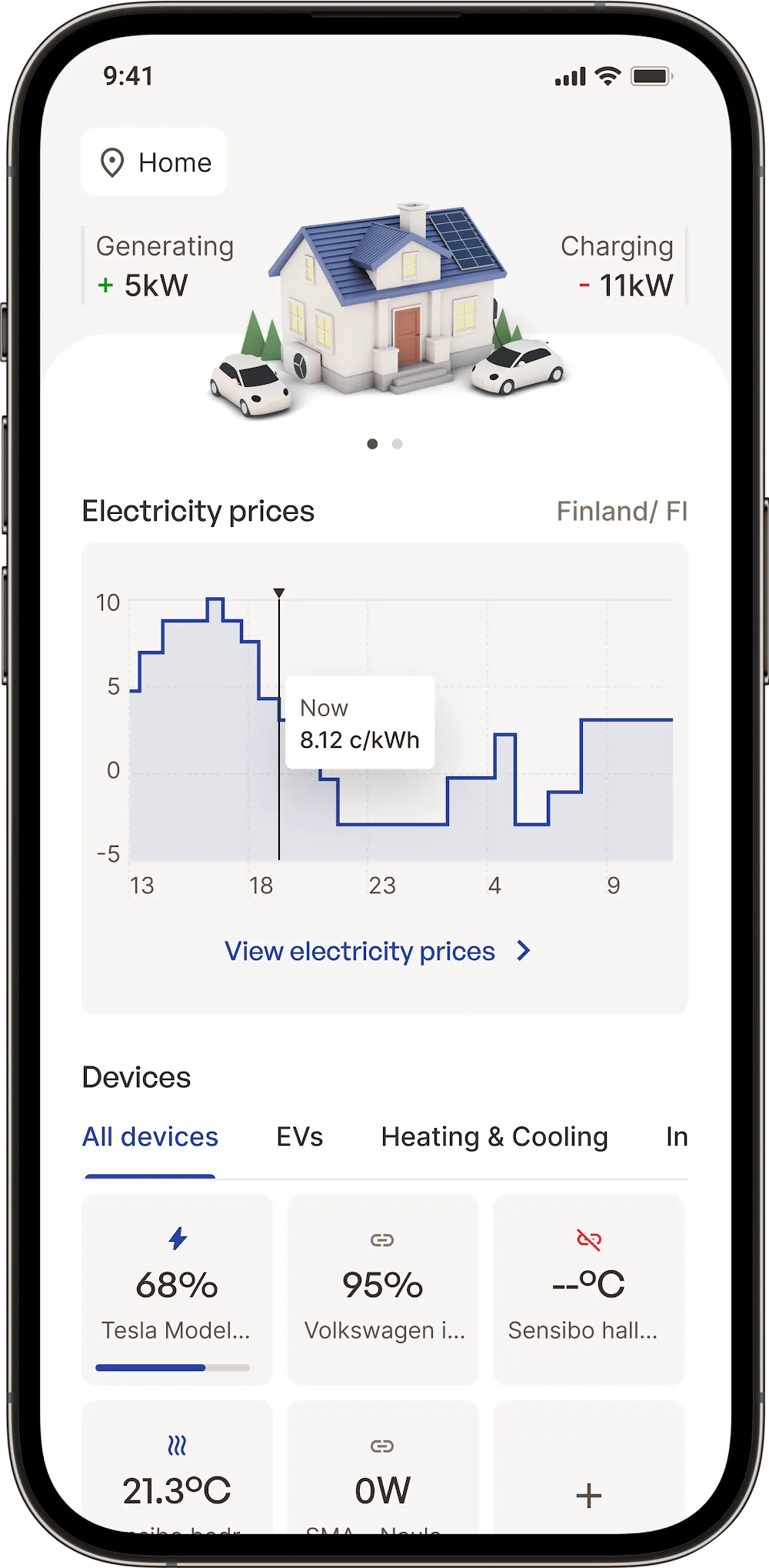 Synergi app home screen