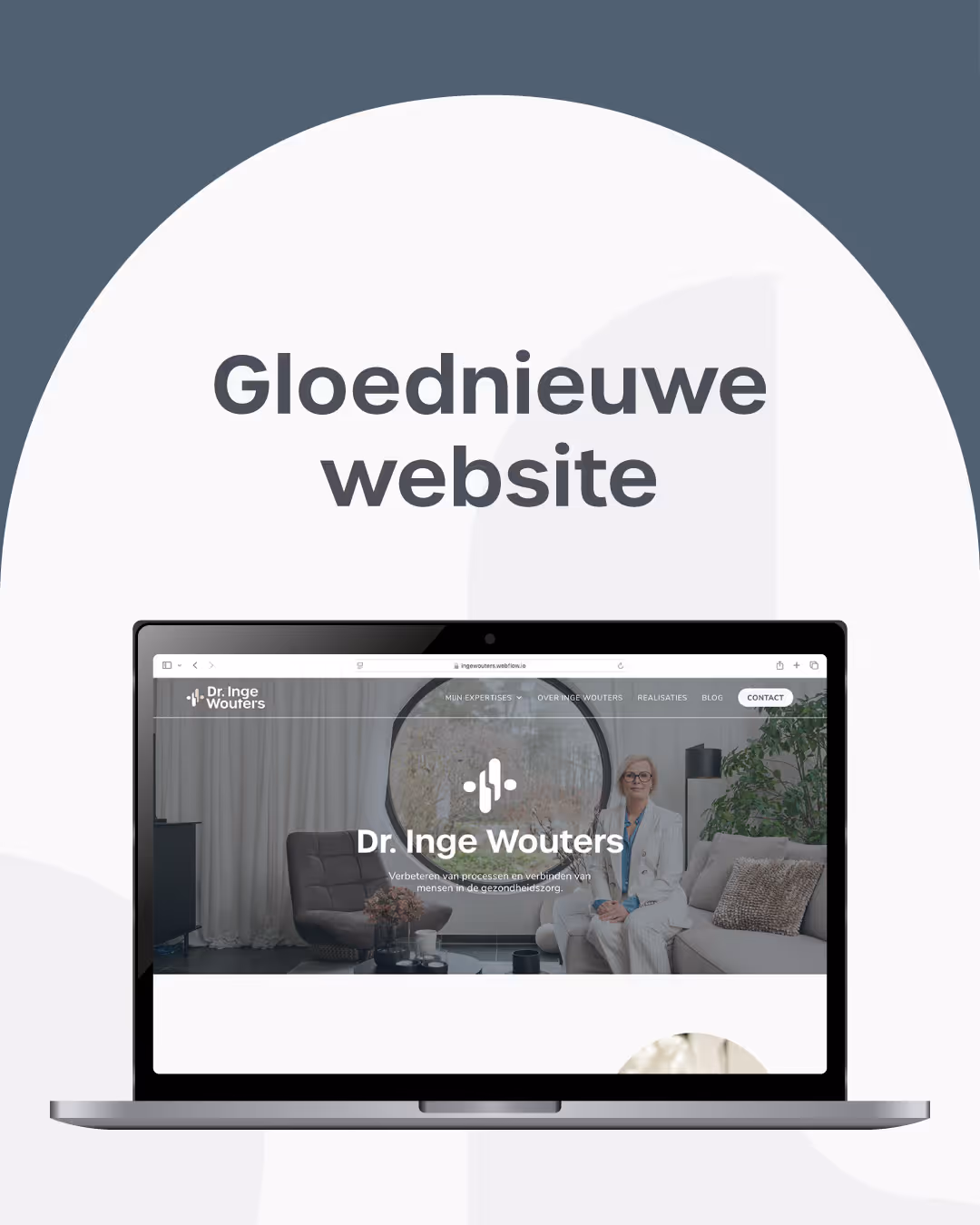 Social media aankondiging van de nieuwe website van dr. Inge Wouters