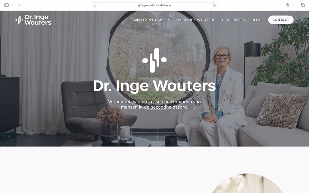 De hero-header van de nieuwe website van dr. Inge Wouters.