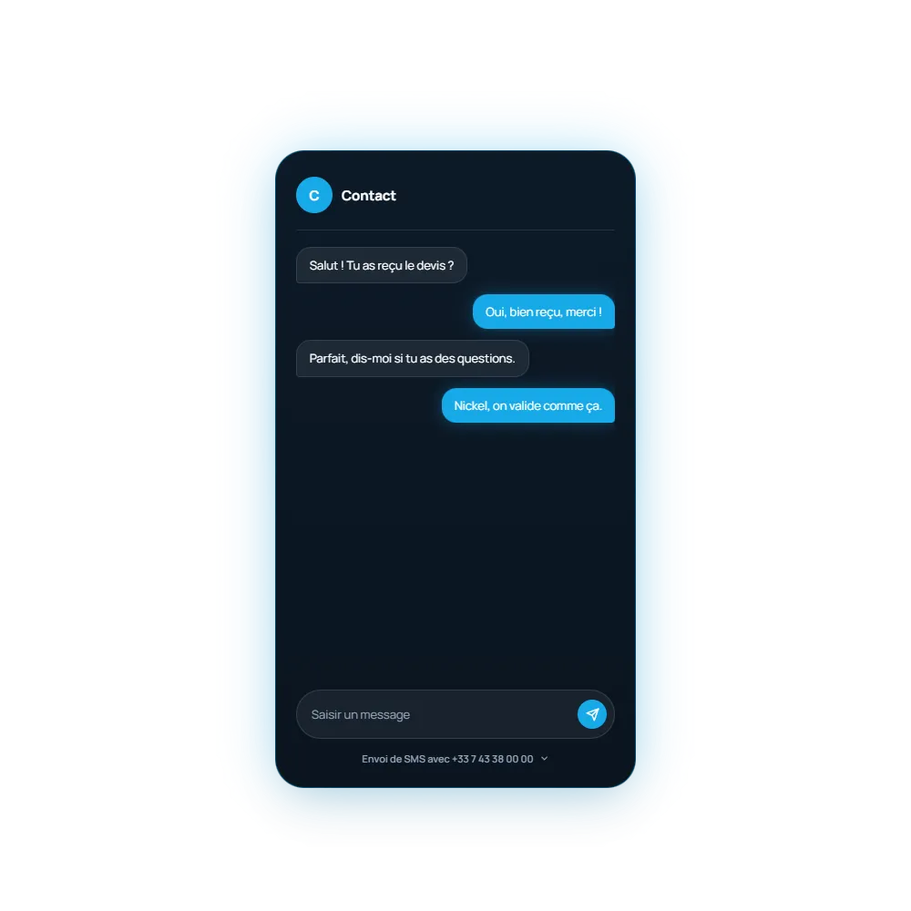 Application desktop + SMS