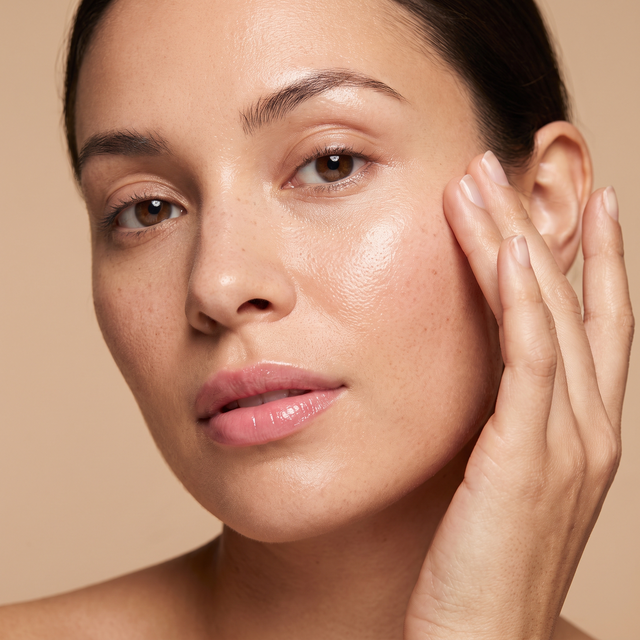 Close-up of a woman with smooth, glowing skin after a professional microneedling treatment.