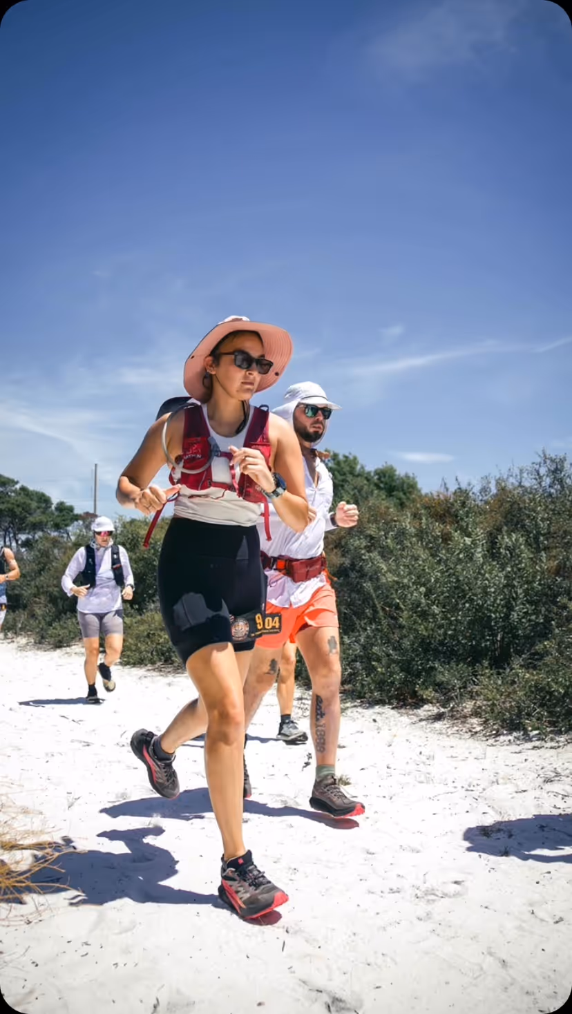 Trail runner pacing through Florida terrain during ultra event