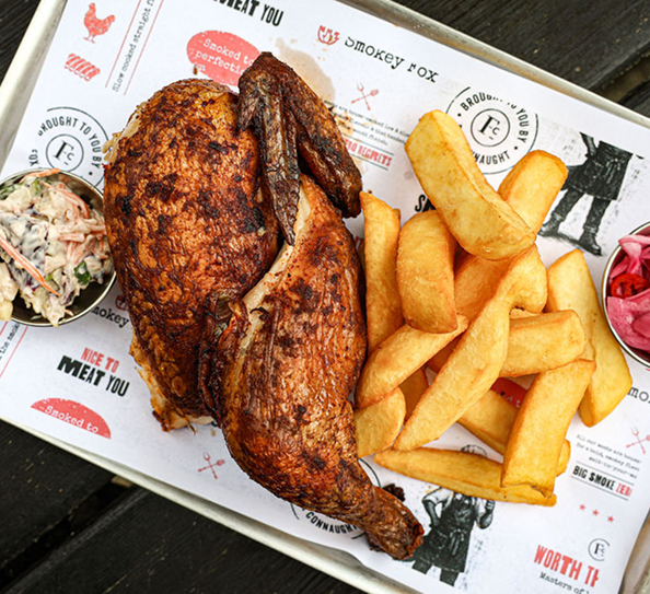 Smokey chicken & chips with sides