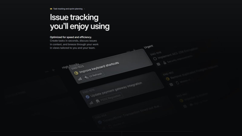 Screenshot of the Linear website