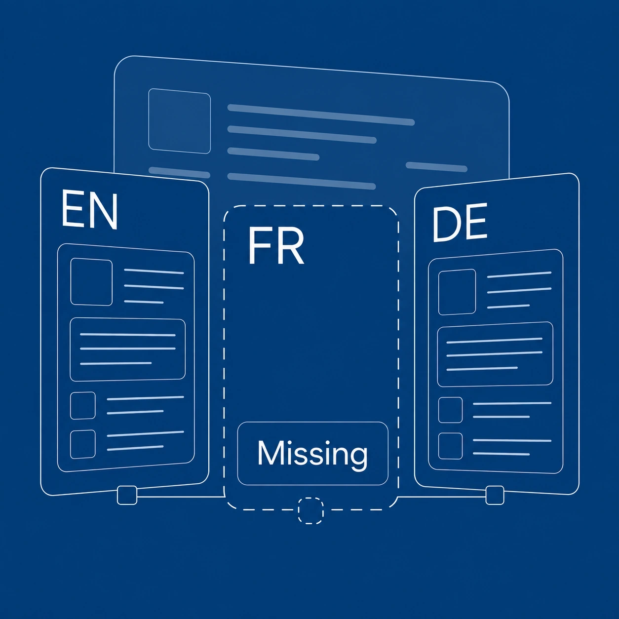 Example of EN and DE content with a missing FR translation.