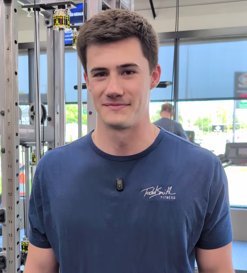 Chase wearing a blue TSF t-shirt