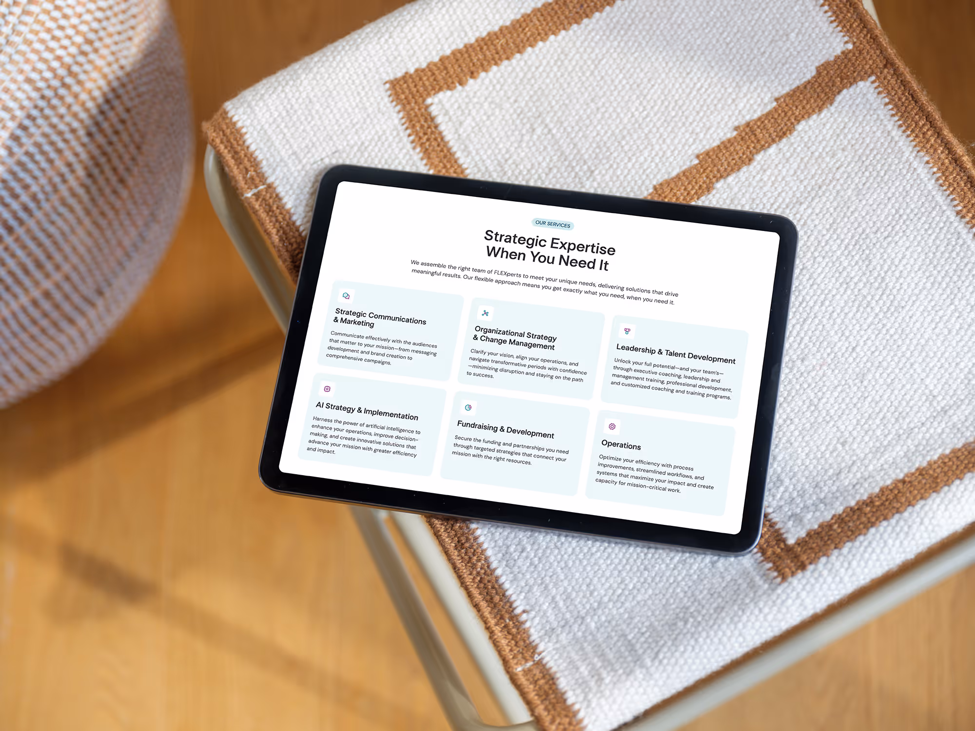 Clean website design on an iPad