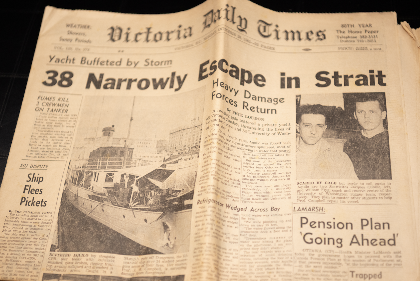 The 1963 Husky Rugby Team Escapes a Watery Grave