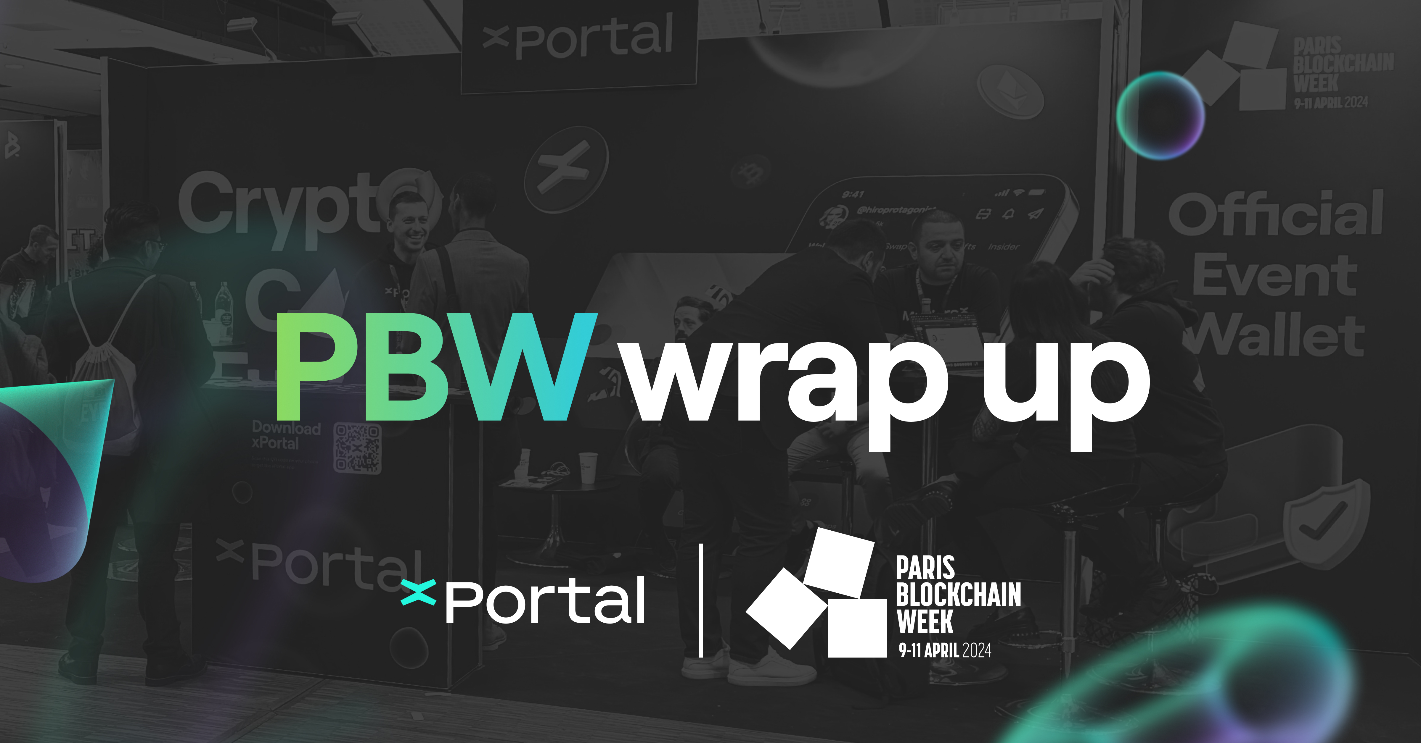 Faded background of xPortal's PBW booth with xPortal and PBW logos on top