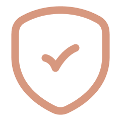 Shield outline with checkmark symbolizing security or protection.