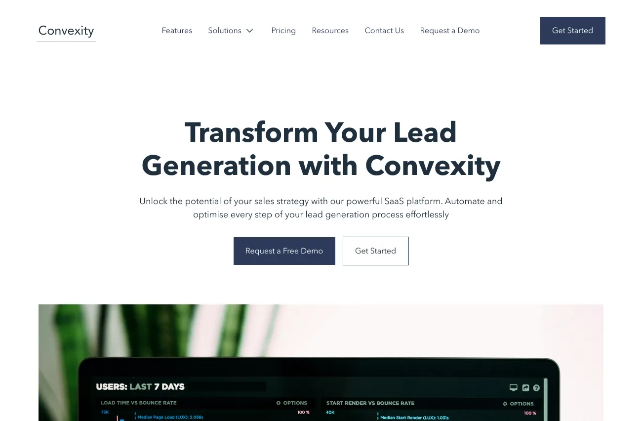 Image of the hero section of Convexity's landing page