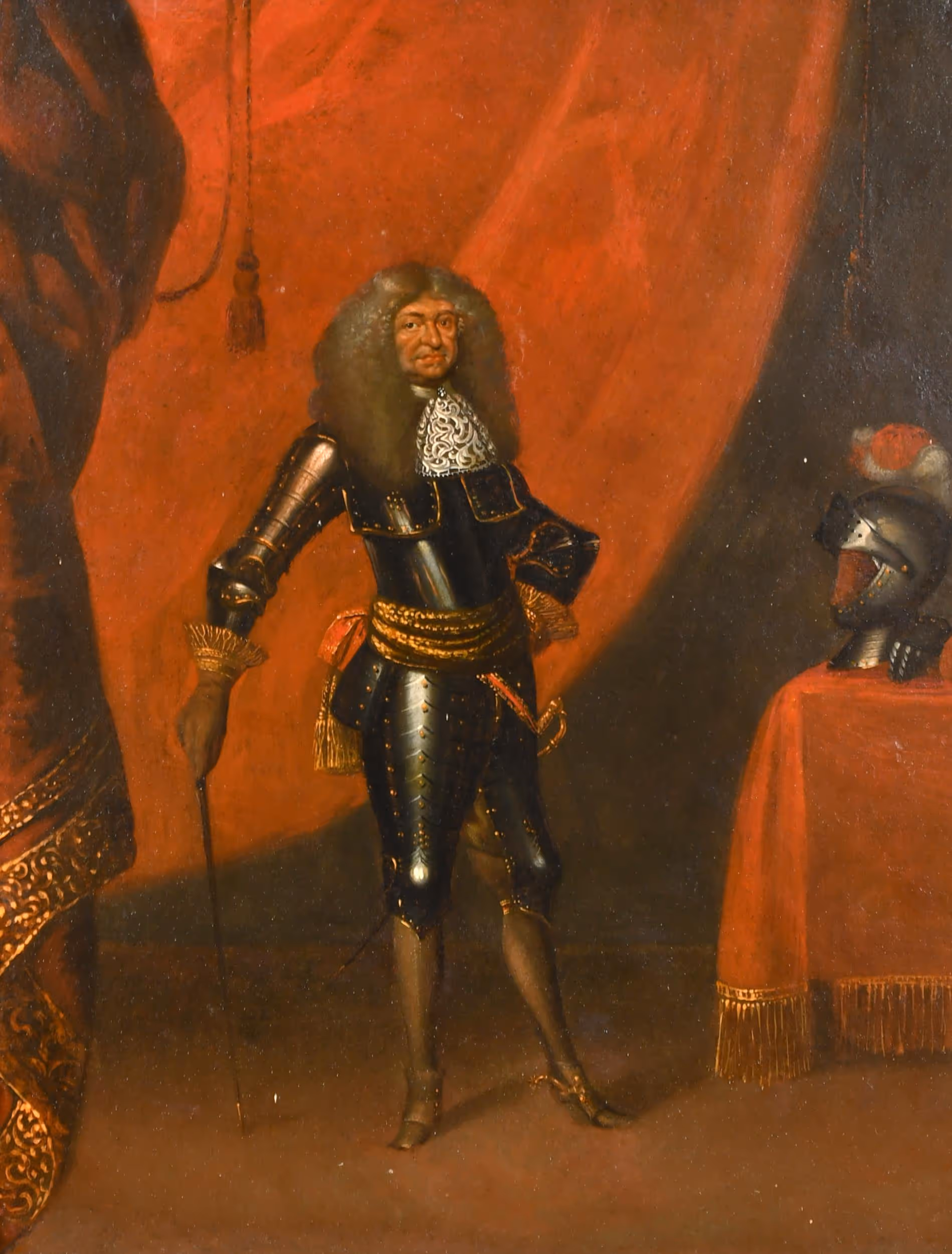 Lot 44. Circle of Benjamin von Block, Full Length Portrait of a Man in Armour.