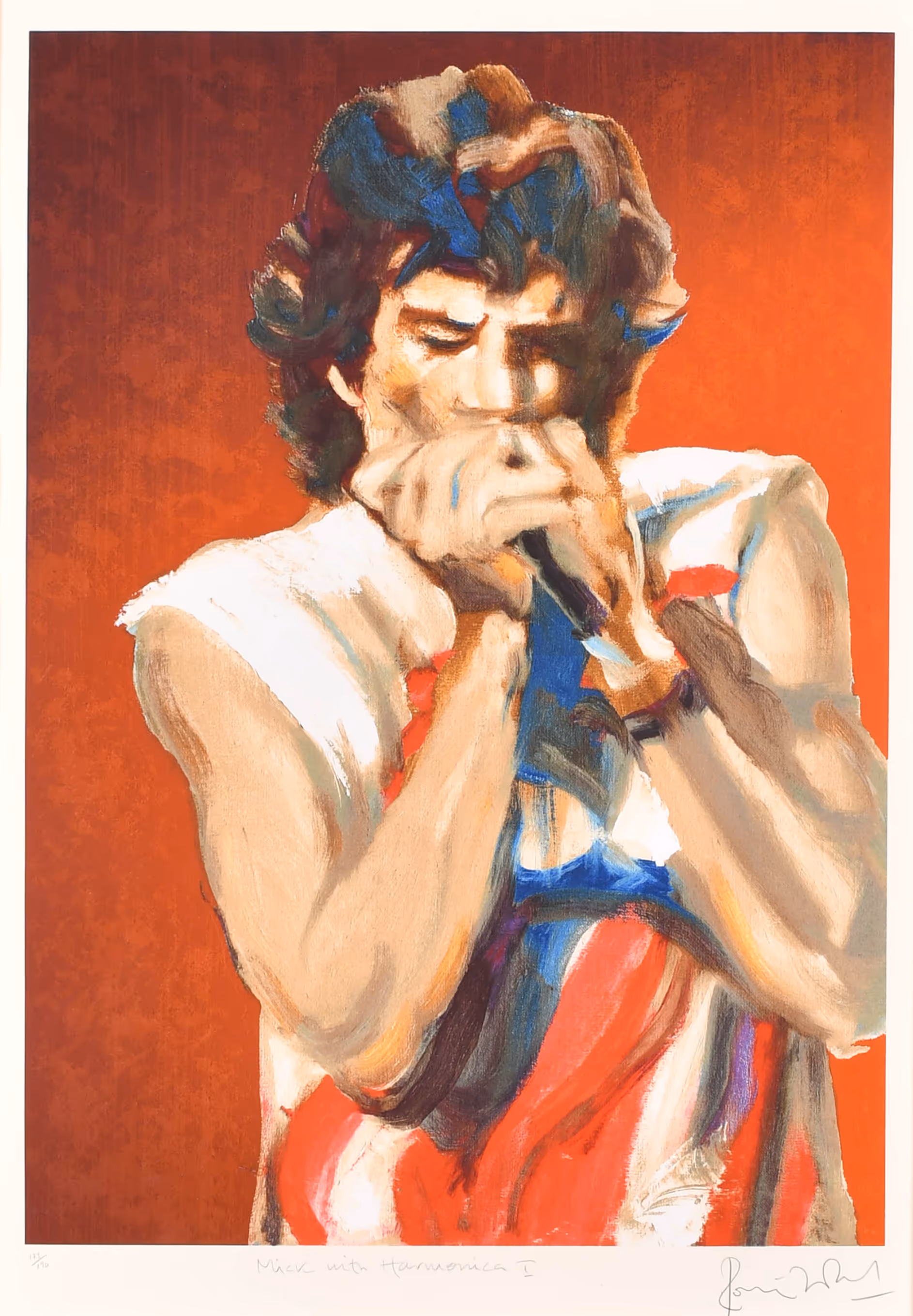 Ronnie Wood: "Mick with Harmonica I". Estimate: £800-£1200