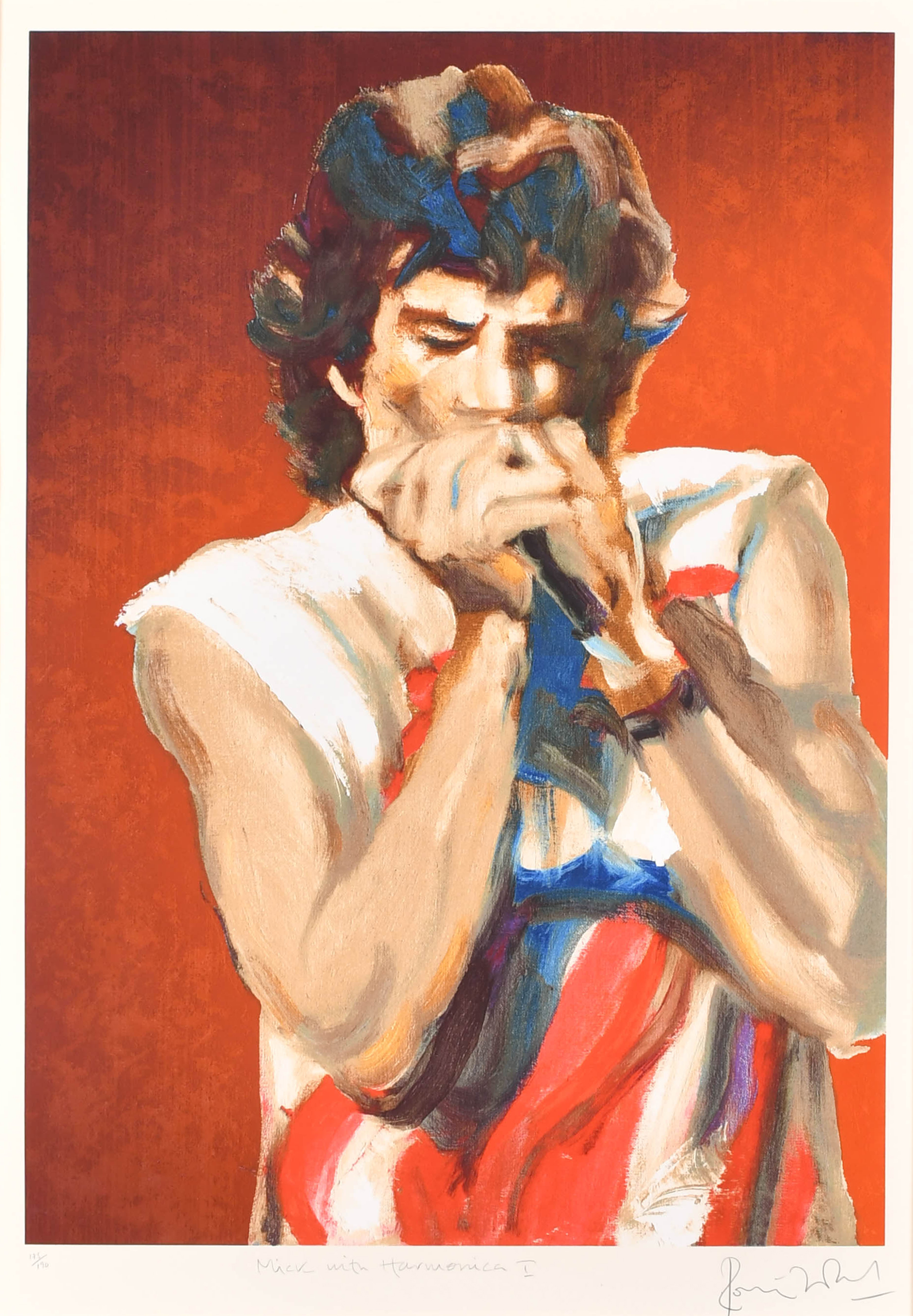 Ronnie Wood: "Mick with Harmonica I". Estimate: £800-£1200