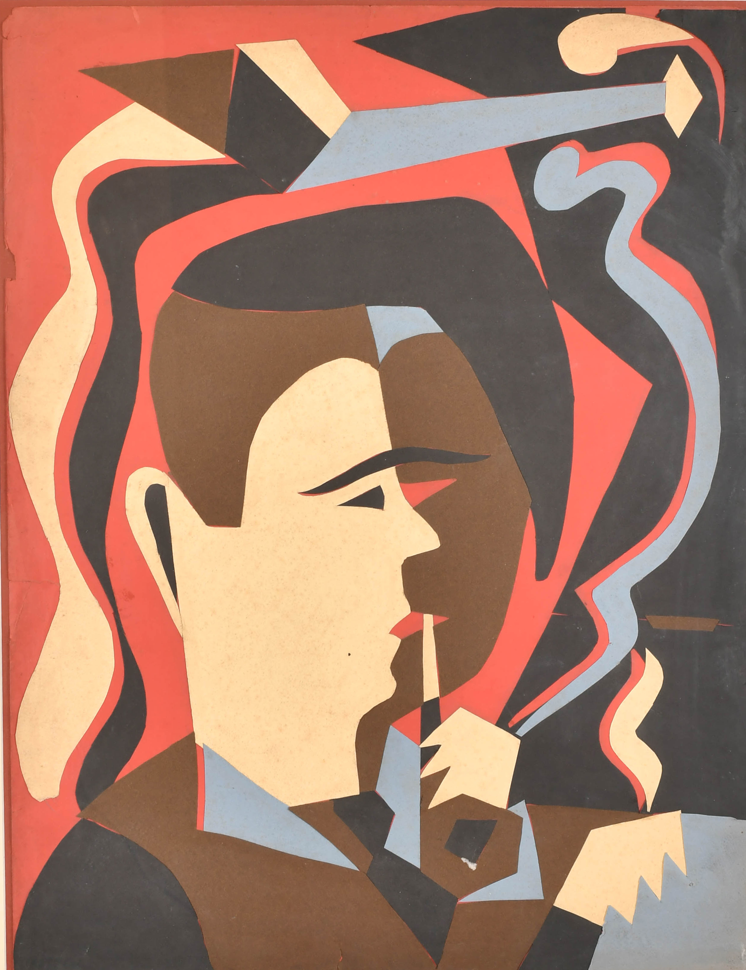 Lot 264: Mid 20th Century European School. Profile of a Man. Estimate: £100-£200