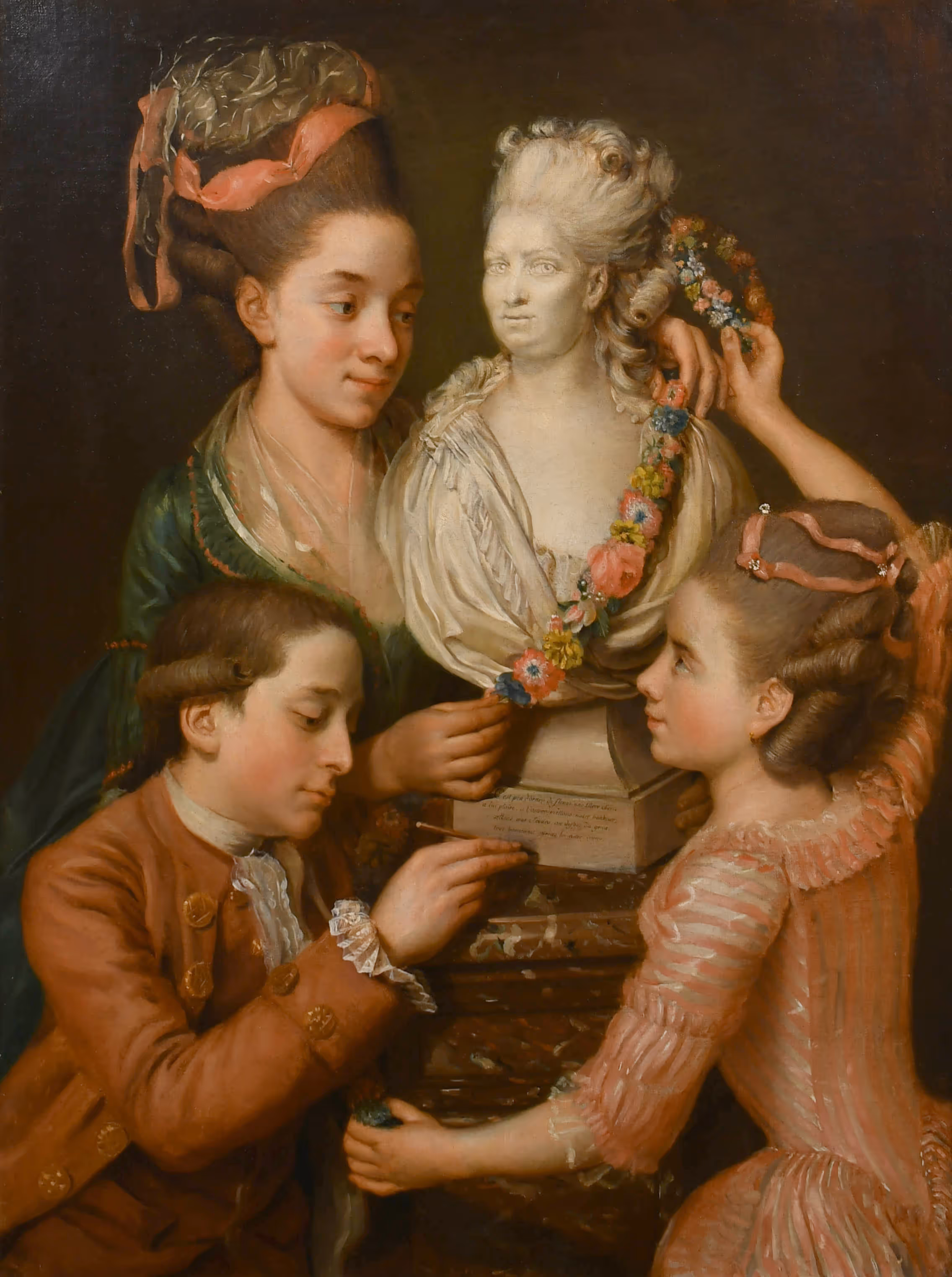 Late 18th Century French School. "C'est peu donner de fleurs une mere Cherie". Estimate: £5000-£8000
