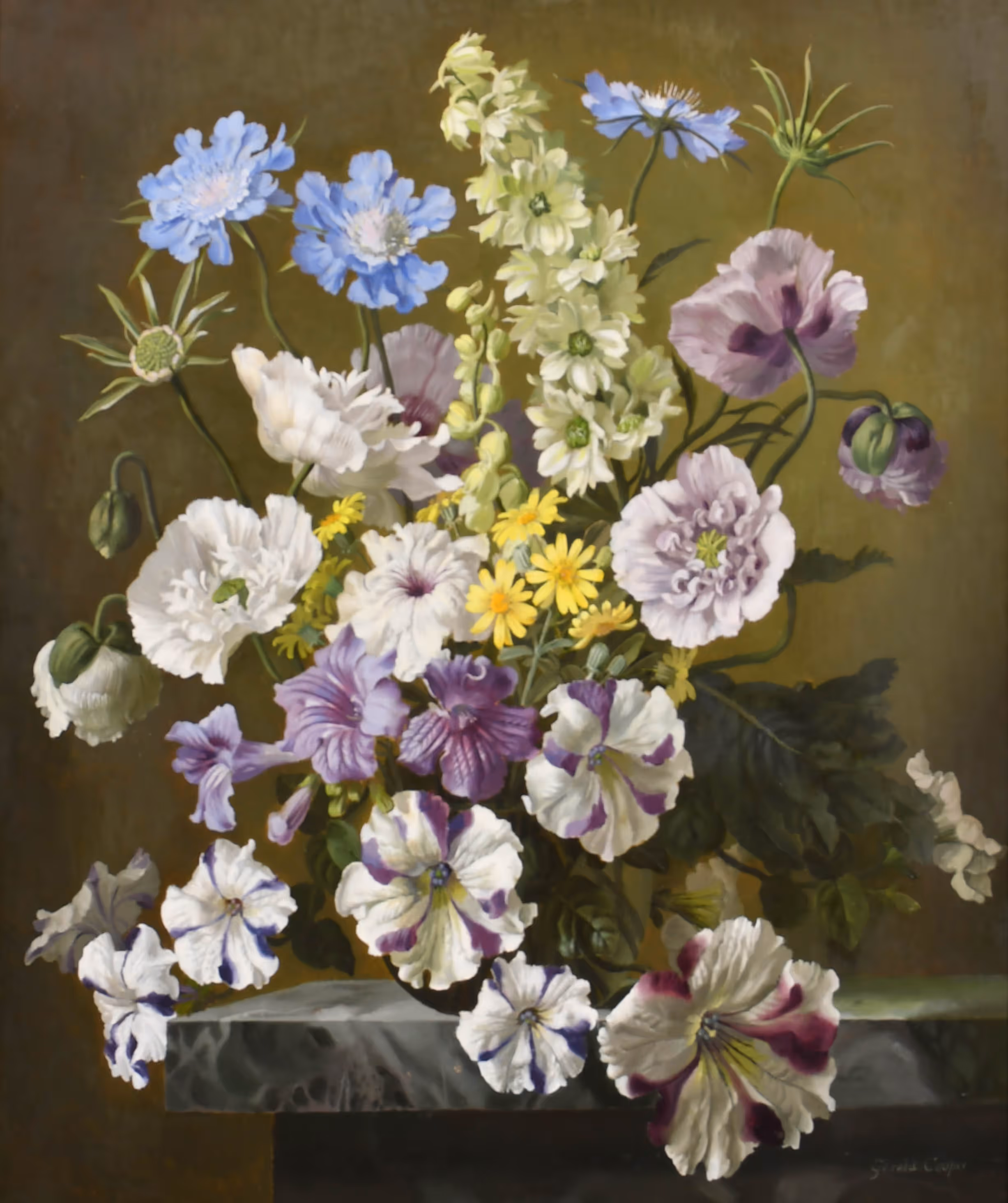 Gerald Cooper. "Scabious Poppies & Petunias". Estimate: £2000-£3000