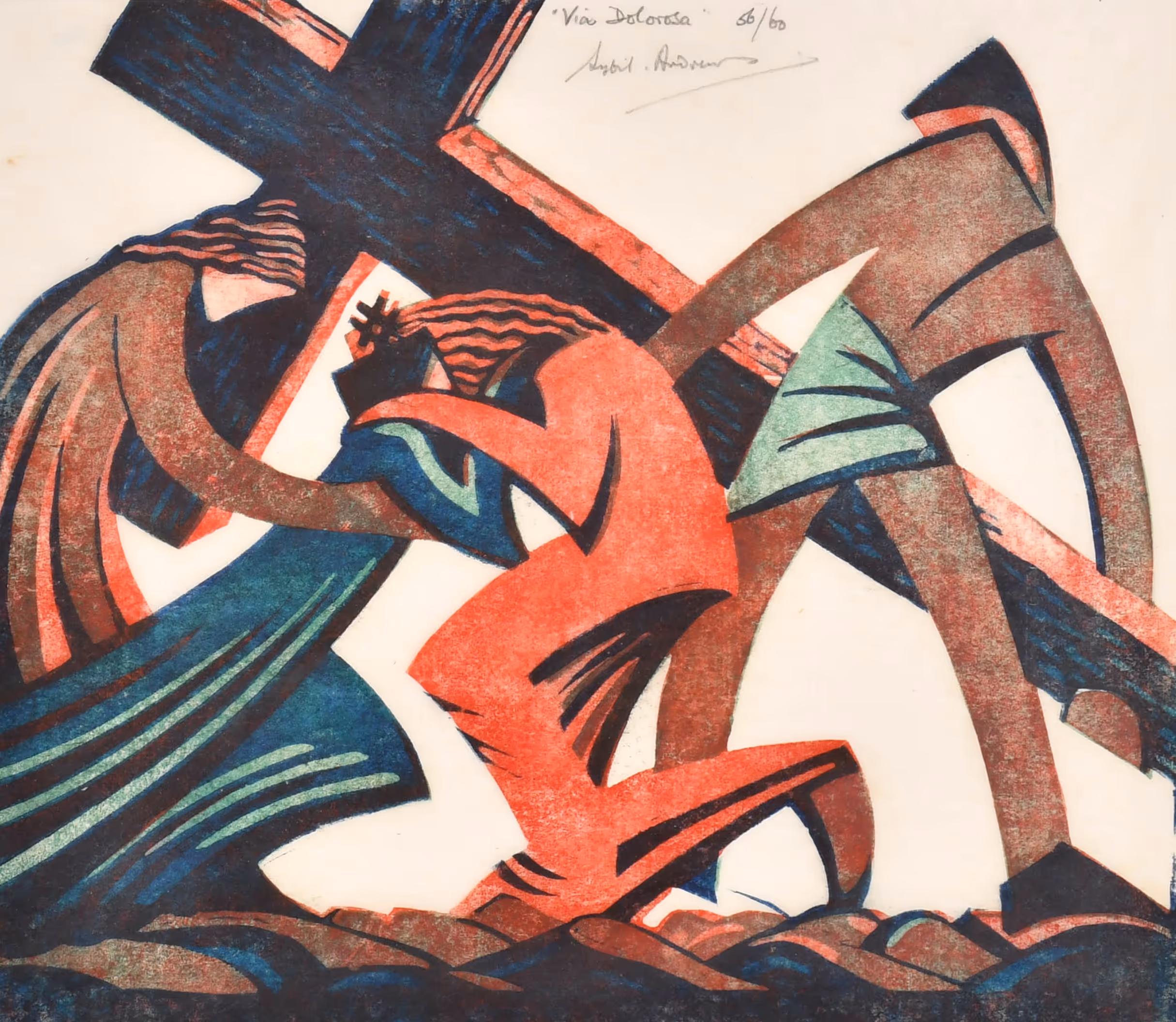 Lot 156: Sybil Andrews. "Via Dolorosa". Estimate £1500-£2000