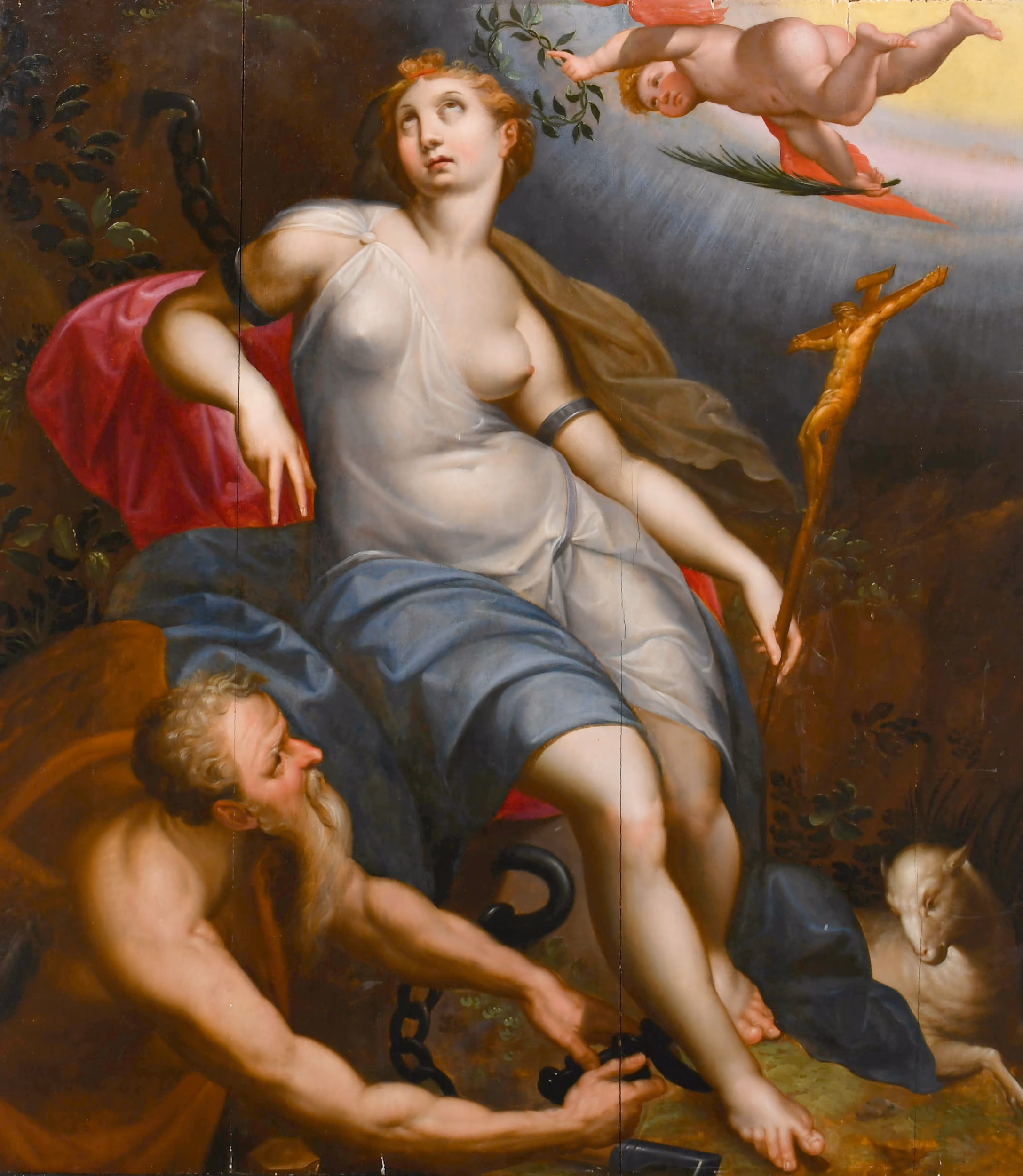 Jacob de Backer and Studio (1555-1585) Flemish. "Allegory of Christian Patience with Chronos breaking the Chains". Estimate: £12000-£18000