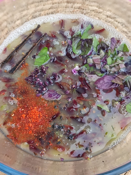 Jus de raisin avec les épices et aromates