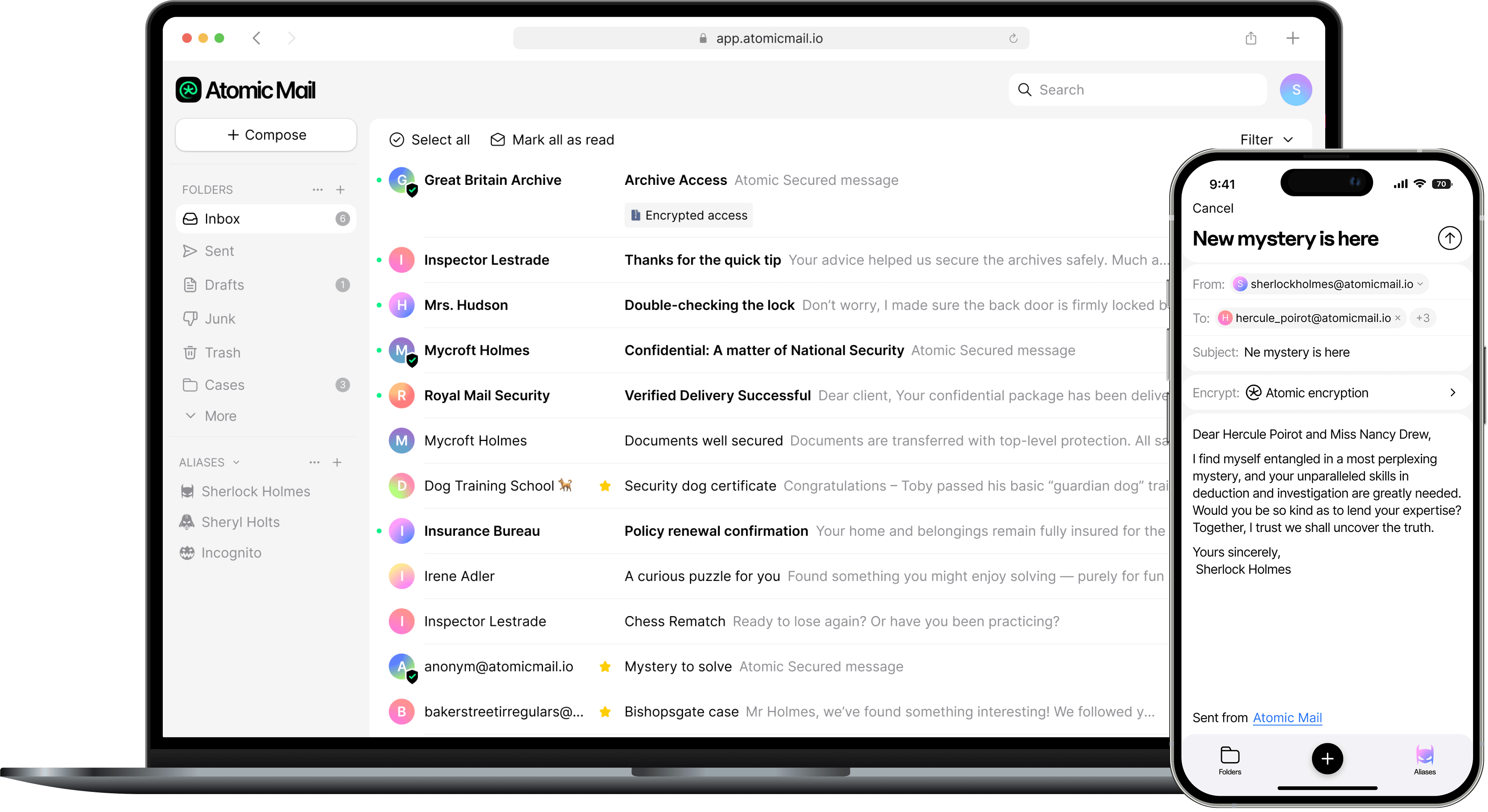 Atomic Mail interface