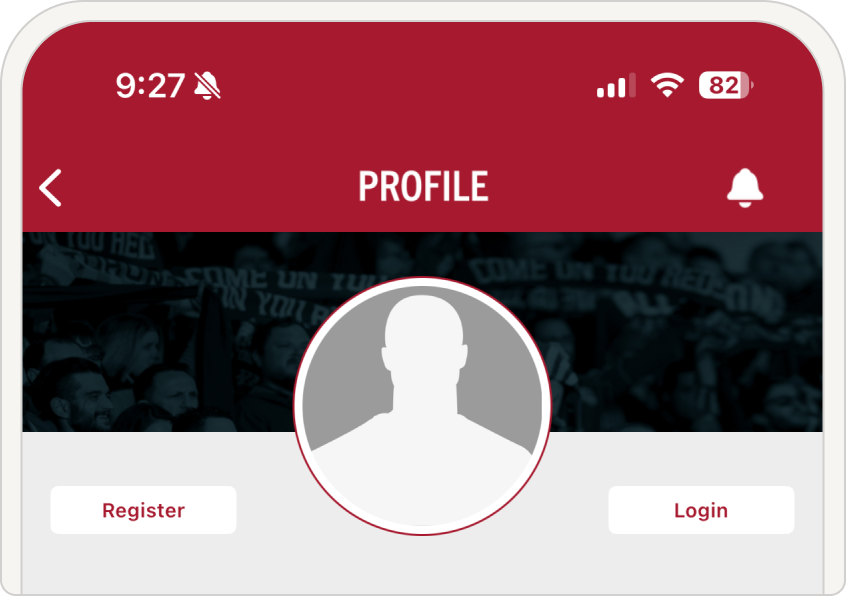 Before: profile page with a buried login button