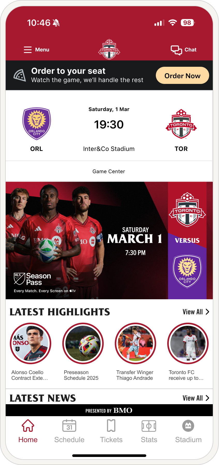 Home screen after final redesign