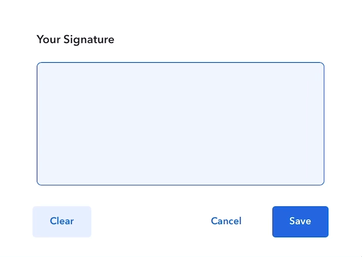 Animated demo of drawing a signature in the signature pad